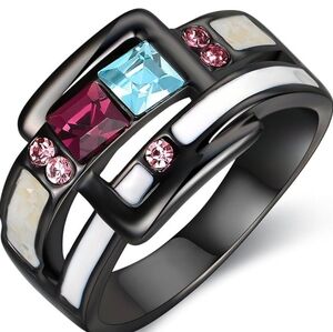 Fashion Enamel and Crystals Ring